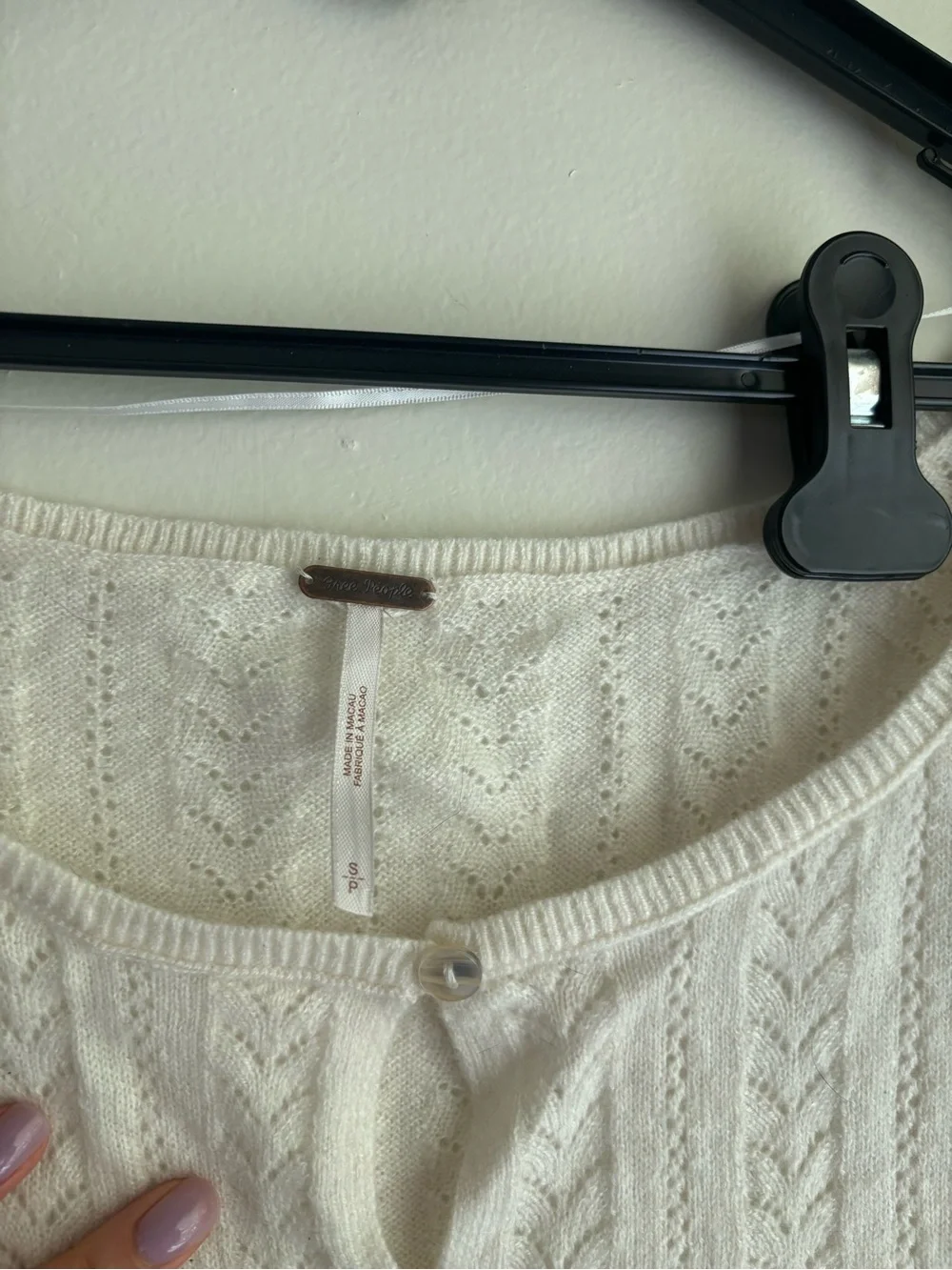 Free People Hera Cashmere Pointelle Sweater Top - Cloud Dancer (S)
